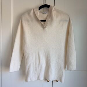 Tommy Bahama Ivory Cashmere Knit V-Neck Sweater with Hood | S